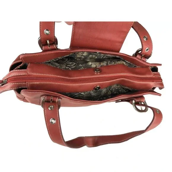 Bellerose Womens Red‎ Inner Pockets Adjustable Double Handle Tote Bag - Picture 6 of 8